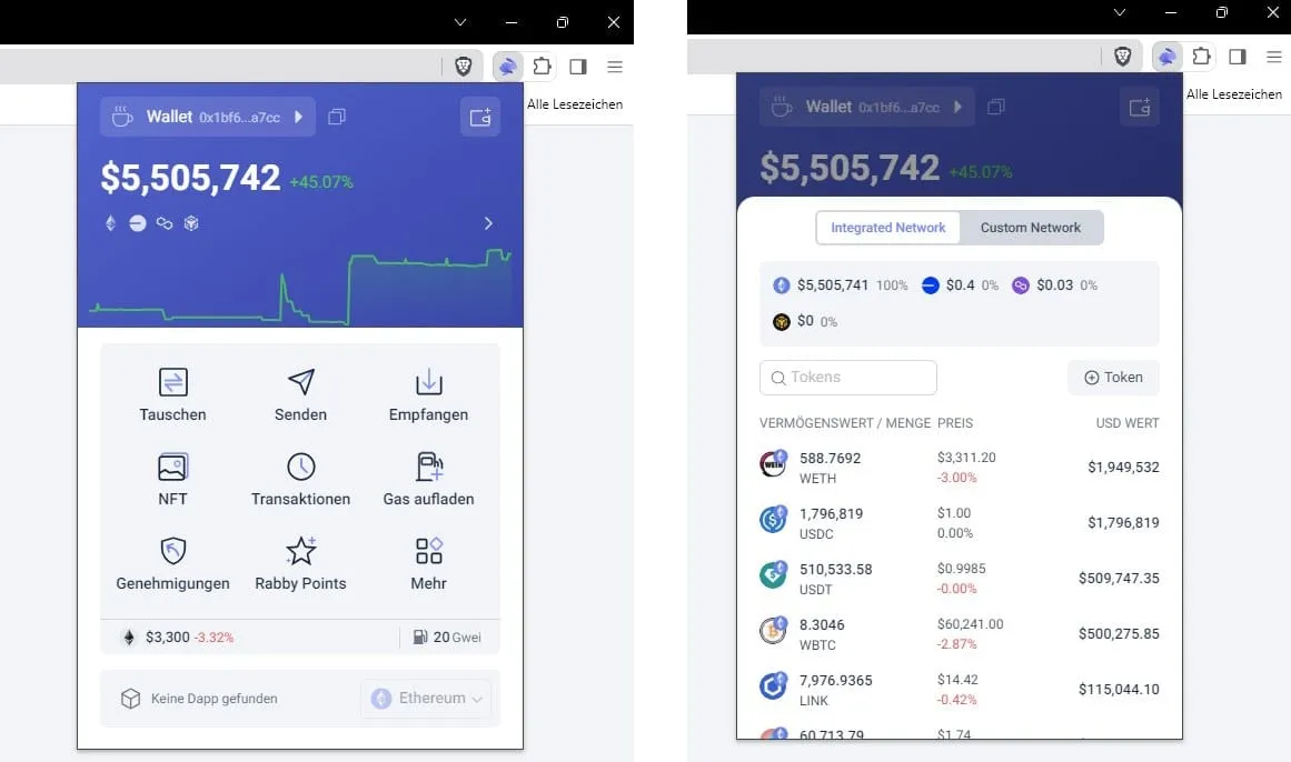 Rabby Wallet Browser-Interface