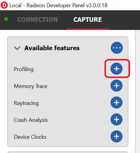 RDP-Funktionsauswahl für WebGPU-Profiling