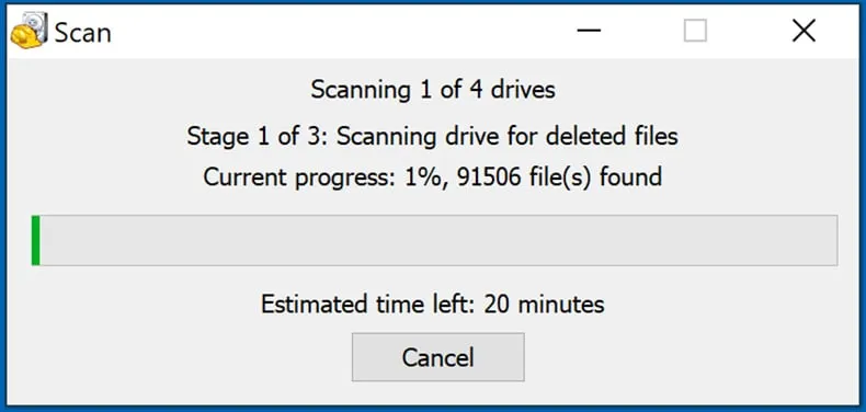Recuva Datenwiederherstellungstool Scanzeit