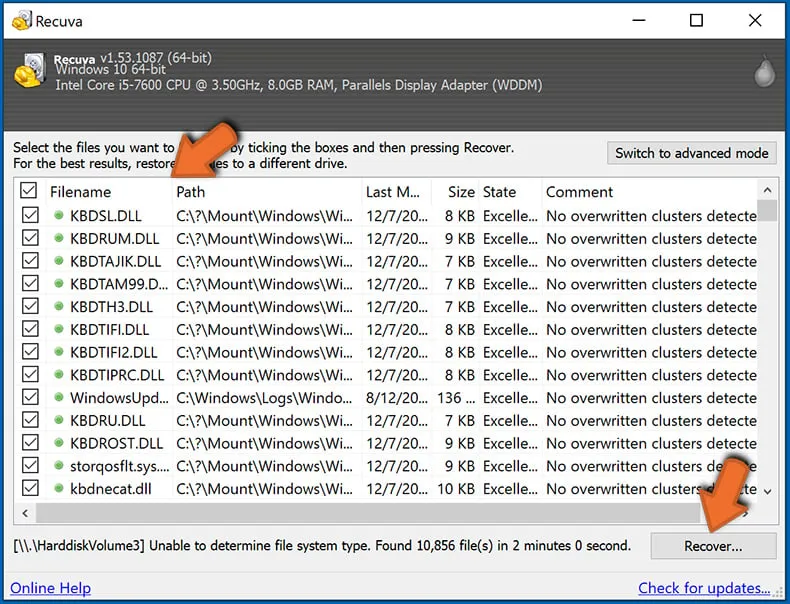 Recuva Datenwiederherstellungstool Wiederherstellung von Daten