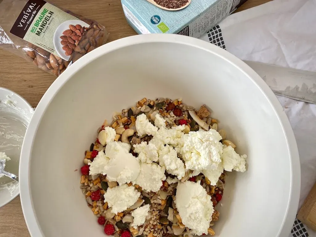 Rezept Protein Müsliriegel Mandel-Feige Zubereitung mit Quark