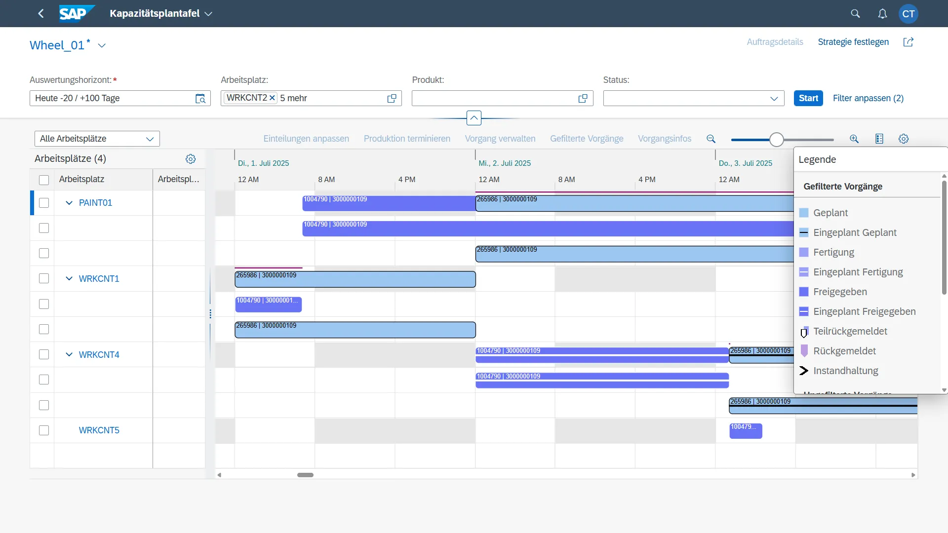 SAP Fiori App Kapazitätsplantafel in S/4HANA