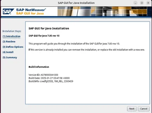 SAP GUI Installations-Assistent: Erster Schritt 'Weiter'