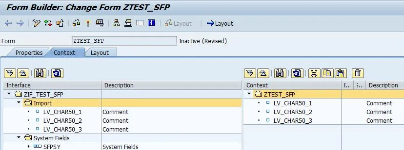 SAP SFP Formular-Kontext mit Schnittstellenparametern befüllen