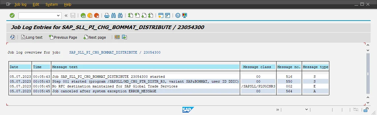 SAP SM37 Job-Protokolleinträge für einen ausgewählten Job