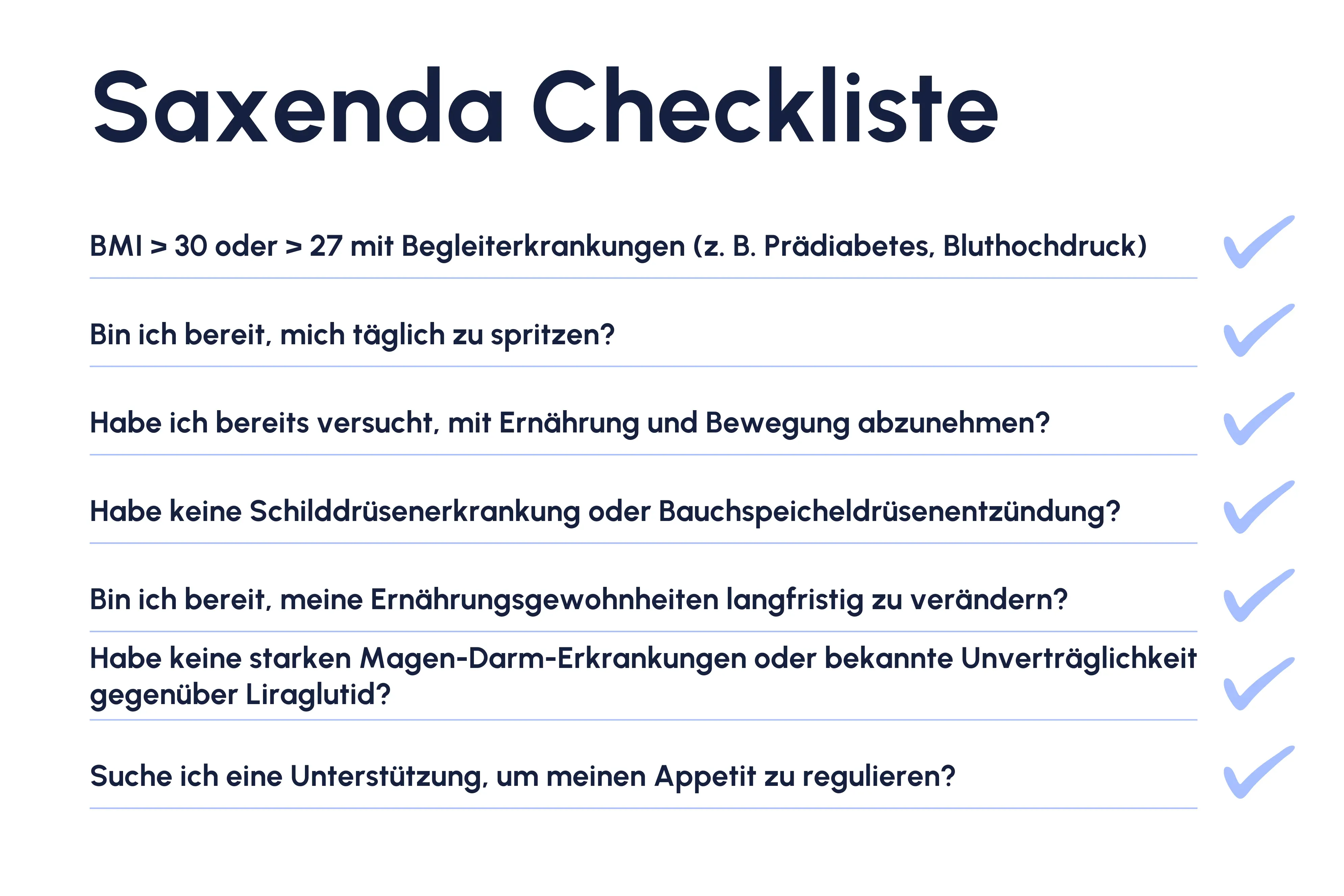 Saxenda Erfahrungen Checkliste