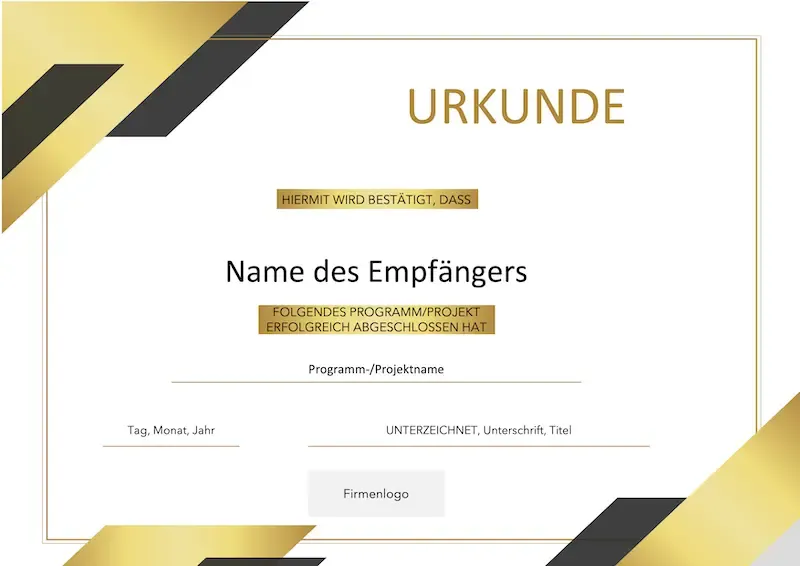 Schlichte und moderne Urkundenvorlage für PowerPoint