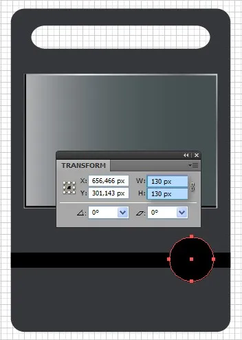 Schwarz gefülltes Rechteck und Kreis für den unteren Teil des DVD-Players in Illustrator
