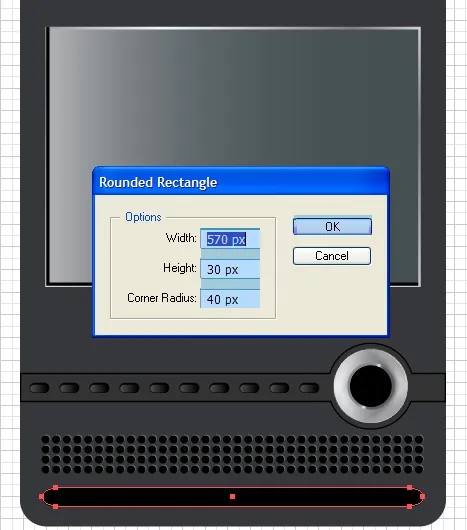 Schwarzes abgerundetes Rechteck für die Bedienleiste des Illustrator DVD-Players