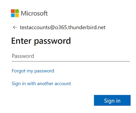 Screenshot: Microsoft OAuth Anmeldefenster zur Passworteingabe für Exchange in Thunderbird unter Windows 11