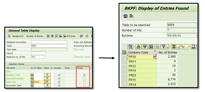 SE16H Gruppierungsfunktion zur Zählung von Einträgen nutzen