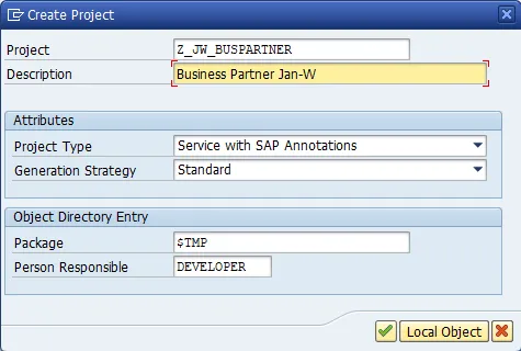 SEGW – Neues OData-Projekt erstellen