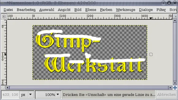 Setzen von weißen Highlights auf die Goldschrift