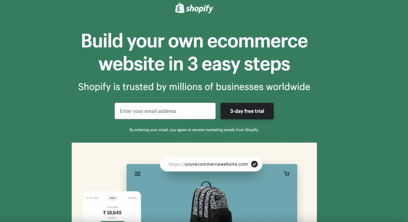 Shopify E-Commerce-Shop auf einem Laptop-Bildschirm