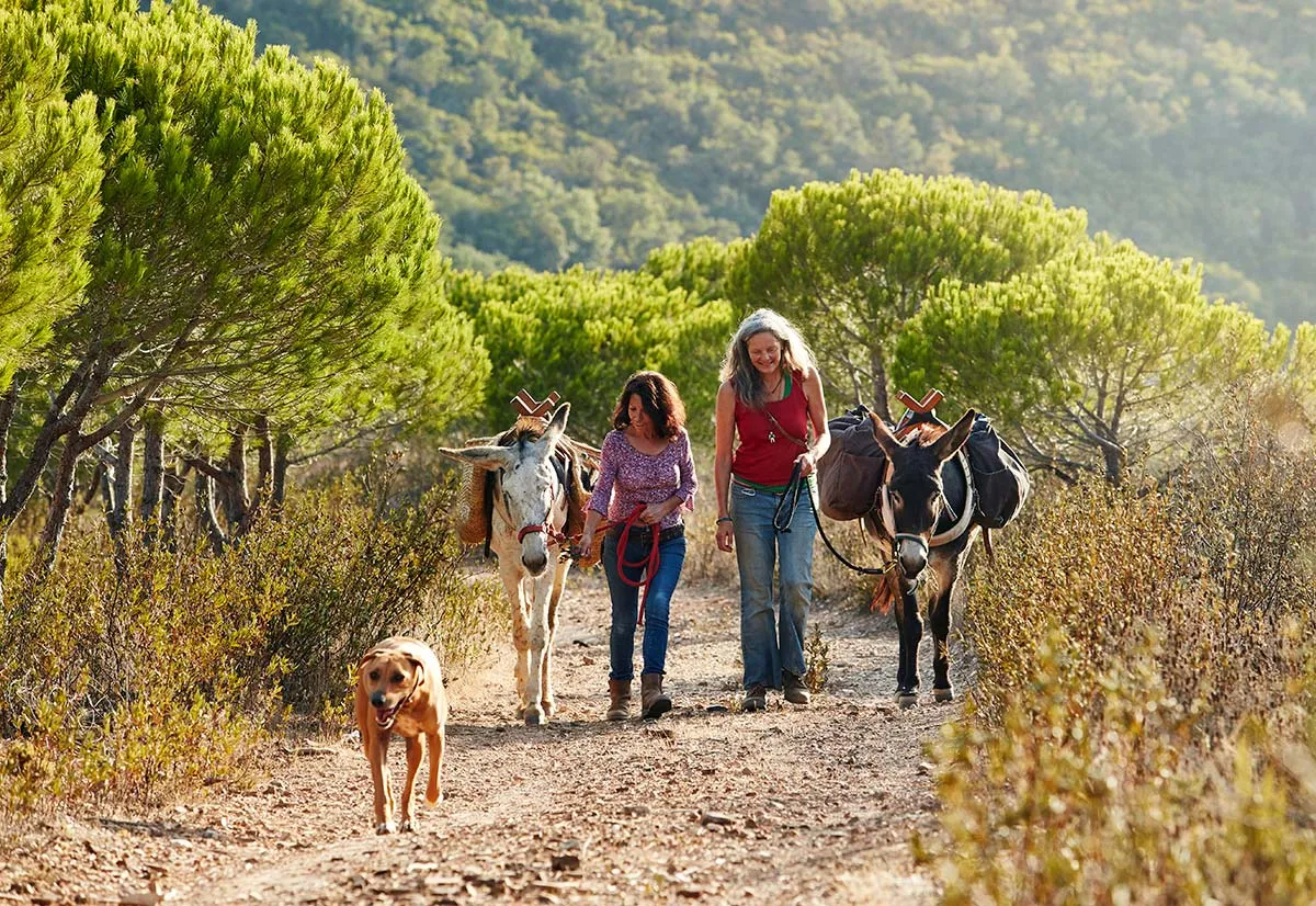 Sofia von Mentzingen (rechts) und Töpferin Elsa mit Eseln.