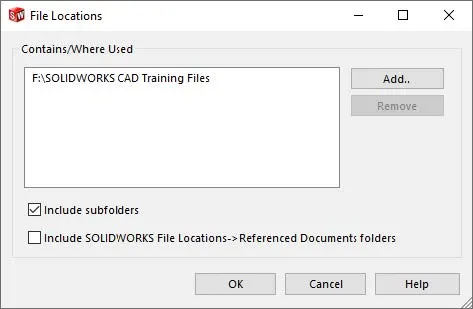 SOLIDWORKS Files Utilities Menu File Locations