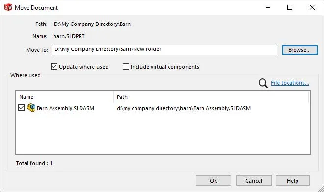 SOLIDWORKS Files Utilities Menu Move Document