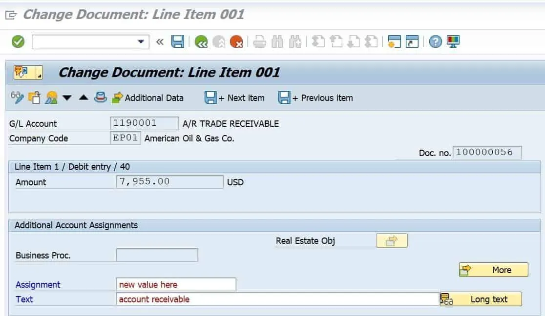 Speichern-Button nach vorgenommenen Änderungen am Beleg