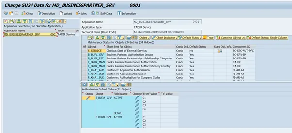 SU24-Variantenpflege für MD_BUSINESSPARTNER_SRV zur Abbildung spezifischer Zugriffsberechtigungen