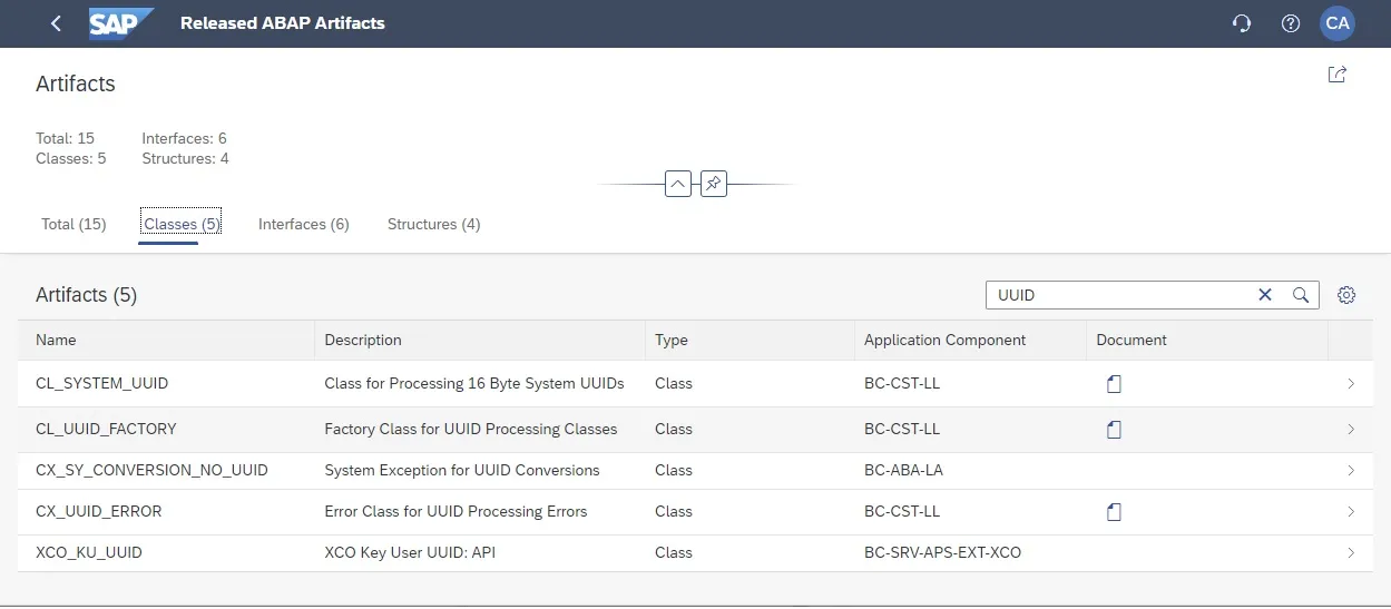Suche nach ABAP-Klassen für UUID-Generierung in Fiori