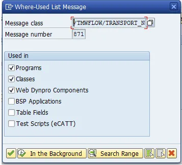 Suche nach Verwendungsnachweis in SE91
