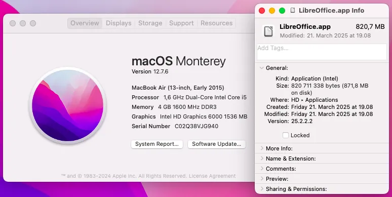 Systeminformationen von macOS Monterey