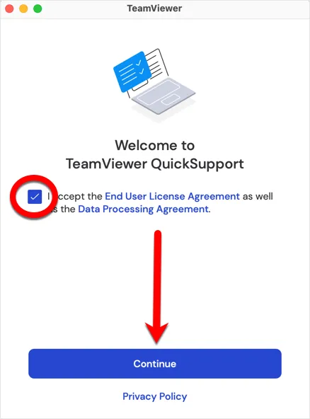 TeamViewer Lizenzvereinbarung auf macOS akzeptieren