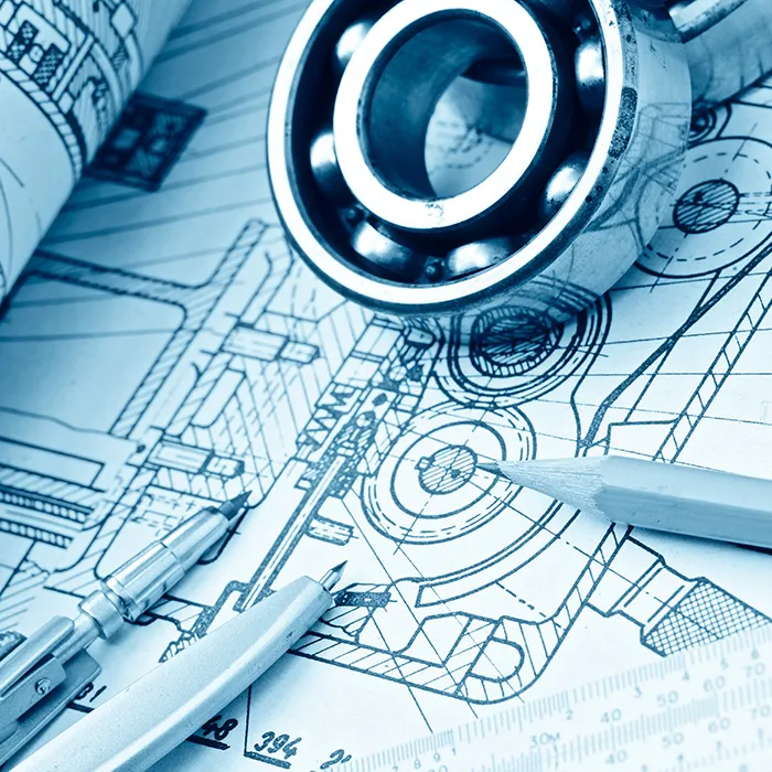 Technische Zeichnungen mit Lineal.