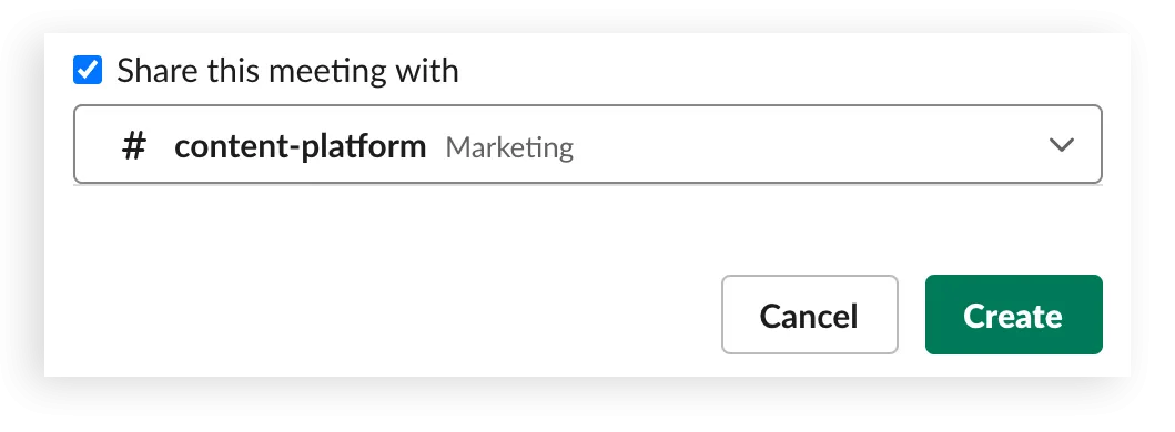 Teilen von Meeting-Details in einem spezifischen Slack-Channel für transparente Kommunikation