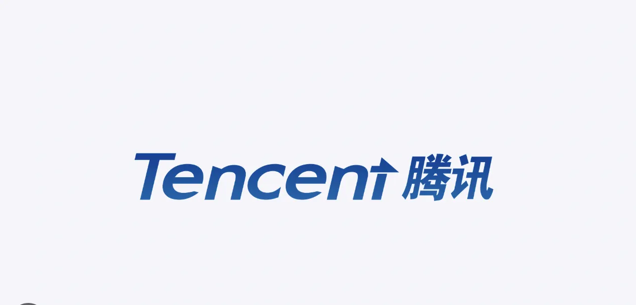 Tencent Holdings Logo und verschiedene digitale Produkte wie WeChat und Gaming