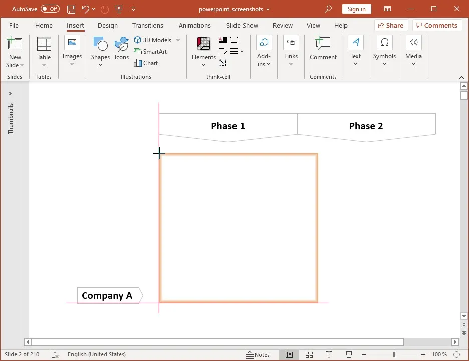think-cell Diagramm intelligente Ausrichtungselemente
