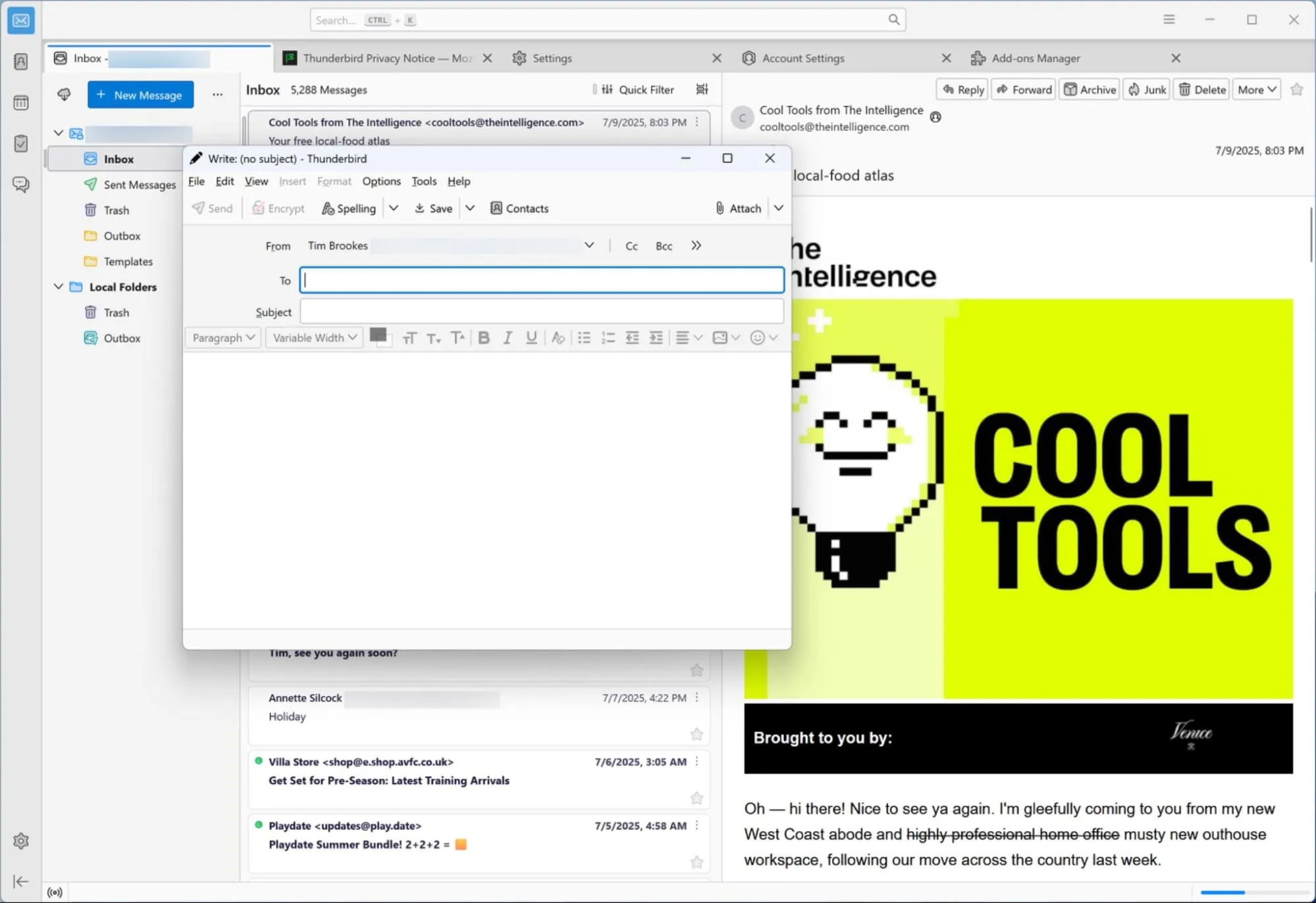 Thunderbird-Benutzeroberfläche, ein erstklassiger kostenloser Mail-Client für Windows