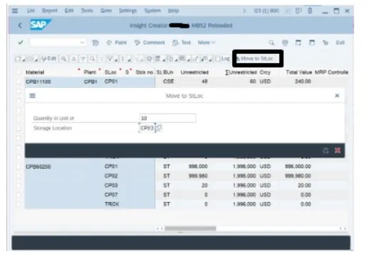 Toolbar-Funktionen in MB52 SAP für erweiterte Aktionen