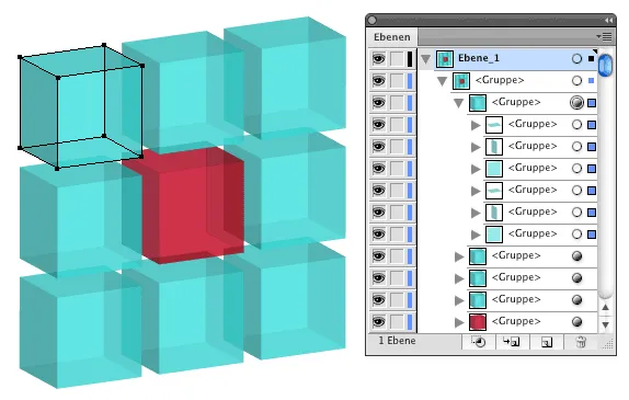 Transparente 3D-Objekte und Umwandlung des Aussehens in Illustrator
