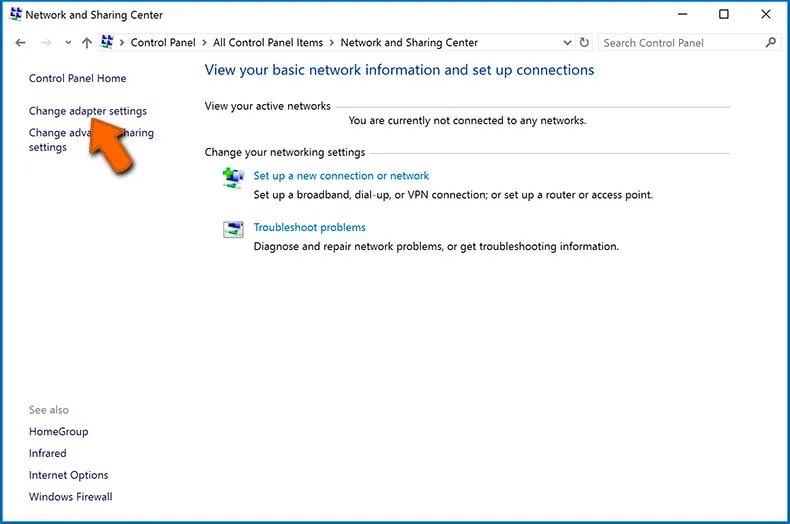 Trennen des Computers vom Internet (Schritt 2)