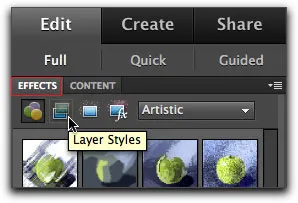Übersicht aller verfügbaren Effekte in Photoshop Elements 9