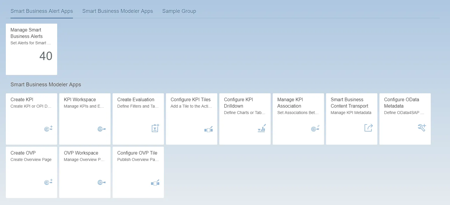 Übersicht SAP Smart Business Modeler Anwendungen
