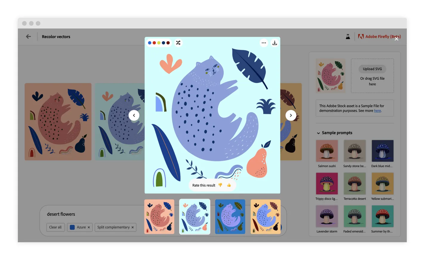 Vektor-Neufärbung in Adobe Firefly mit generativer KI