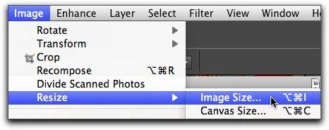 Vergleich der Bild-Menüs von Photoshop und Elements
