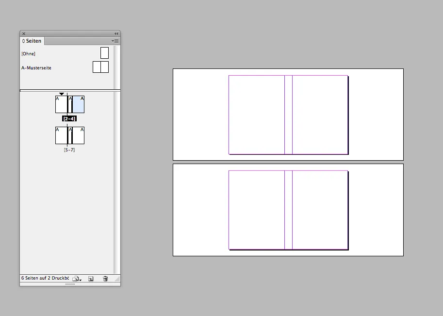 Verschieben der dritten Seite im Seiten-Bedienfeld von InDesign, um das Buchcover zu vervollständigen.