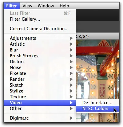 Video-Filter wie „De-Interlace“ und „NTSC-Farben“ in Photoshop Elements 9