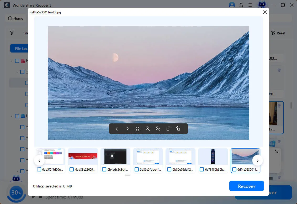 Vorschau und Wiederherstellung gelöschter Fotos mit Recoverit Software