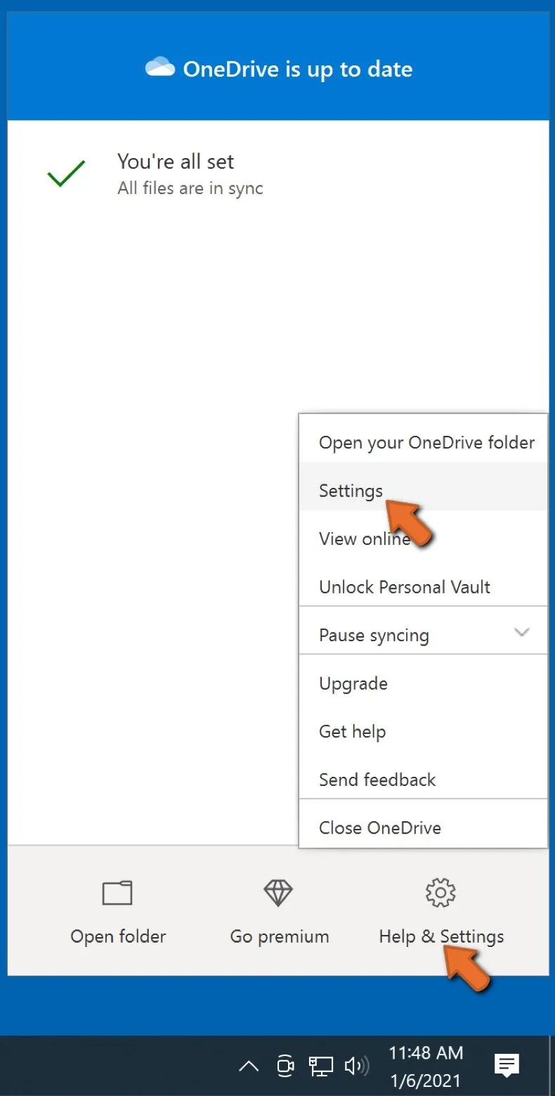 Wählen Sie Hilfe & Einstellungen und klicken Sie auf Einstellungen