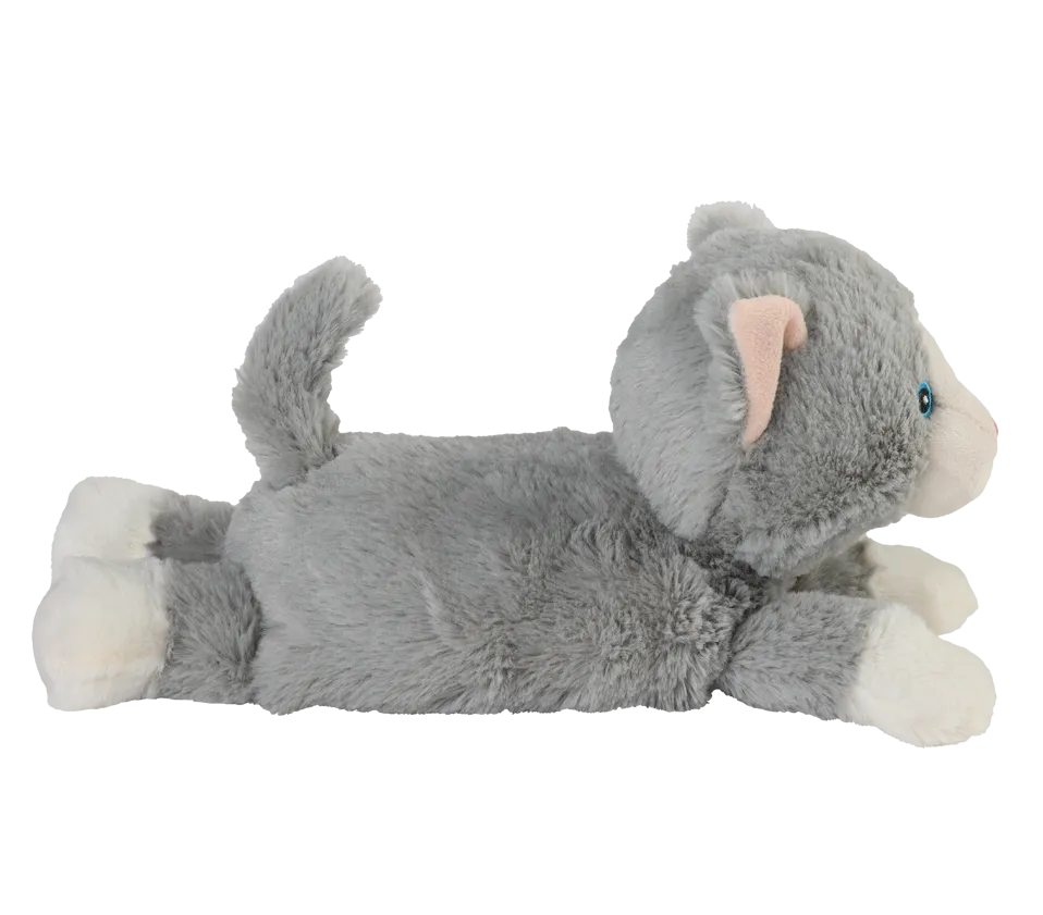 Warmies® Wärme-Kuscheltier MINIS Katze in grau, Seitenansicht