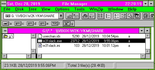 Windows für Workgroups 3.11 greift über SMB auf eine Netzwerkfreigabe zu