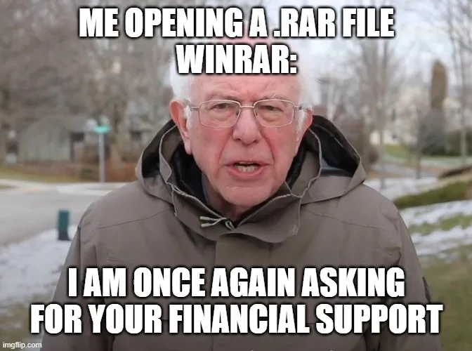 WinRAR Meme: Mann ist erleichtert nach dem Lizenzkauf