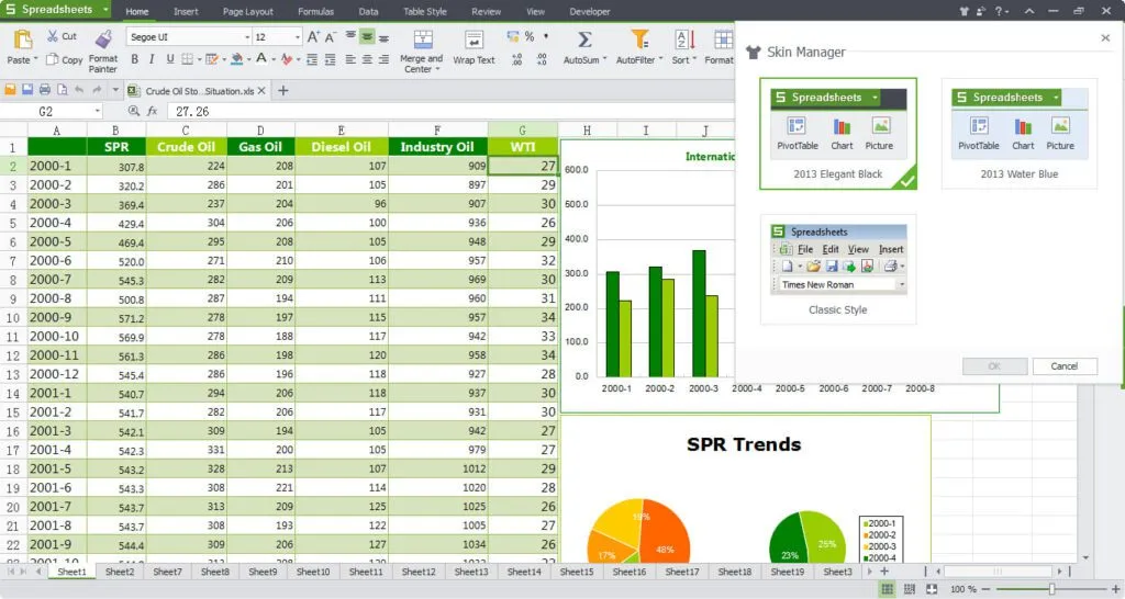 WPS Office Spreadsheet-Anwendung mit einer klaren Benutzeroberfläche, eine vielseitige excel ähnliche programme Lösung mit Cloud-Speicher.