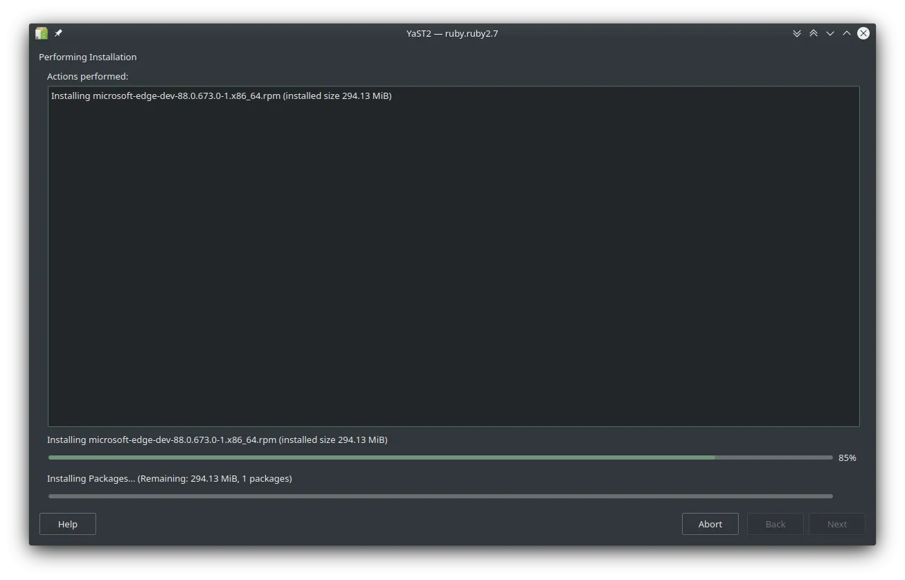 YaST Software-Installation Schritt 2: Paketdetails in YaST