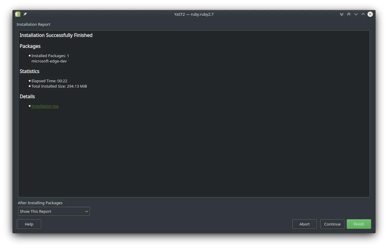 YaST Software-Installation Schritt 3: Bestätigung in YaST