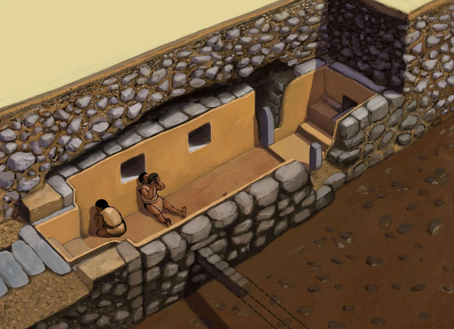 Zeichnung der privaten Räume, in denen Drogen bei den Chavin-Ritualen konsumiert wurden